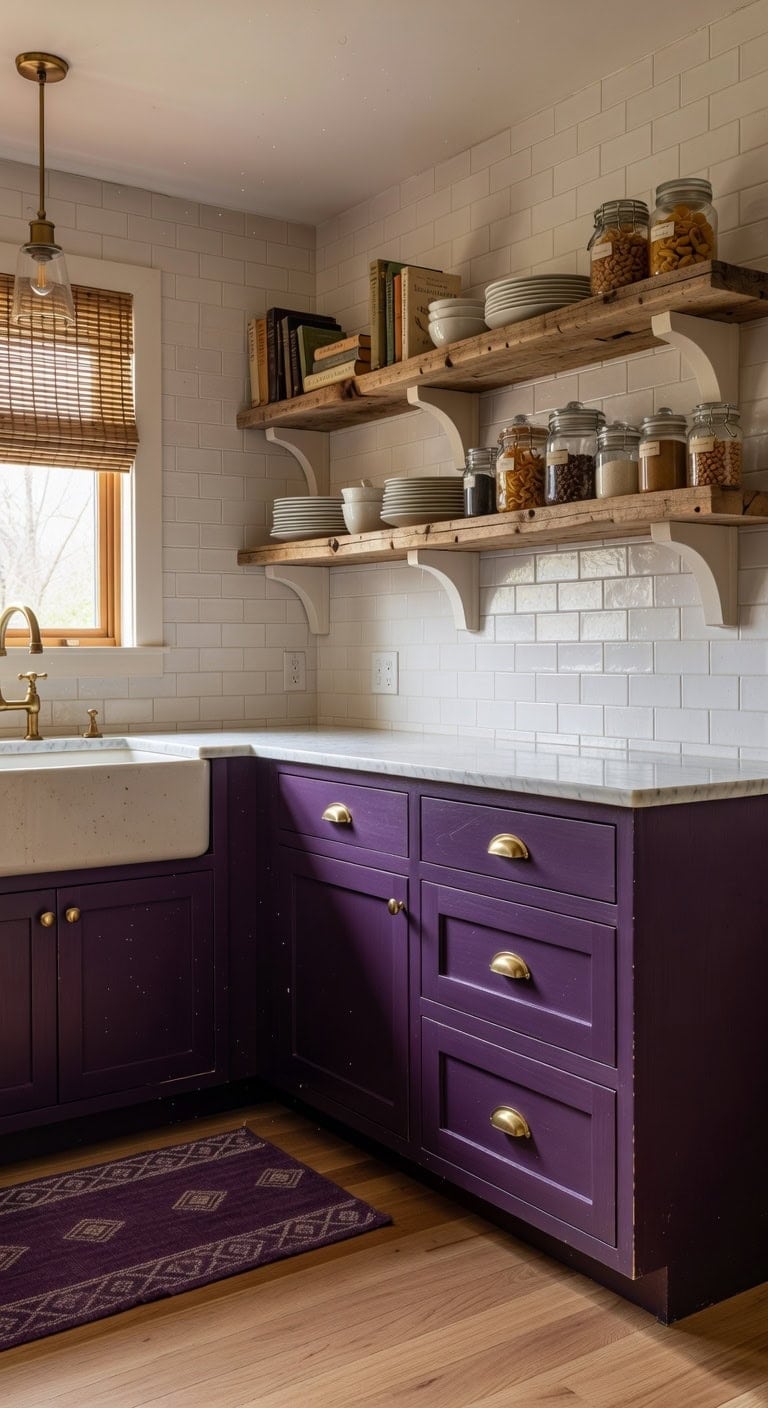amethyst open shelves warm intentional
