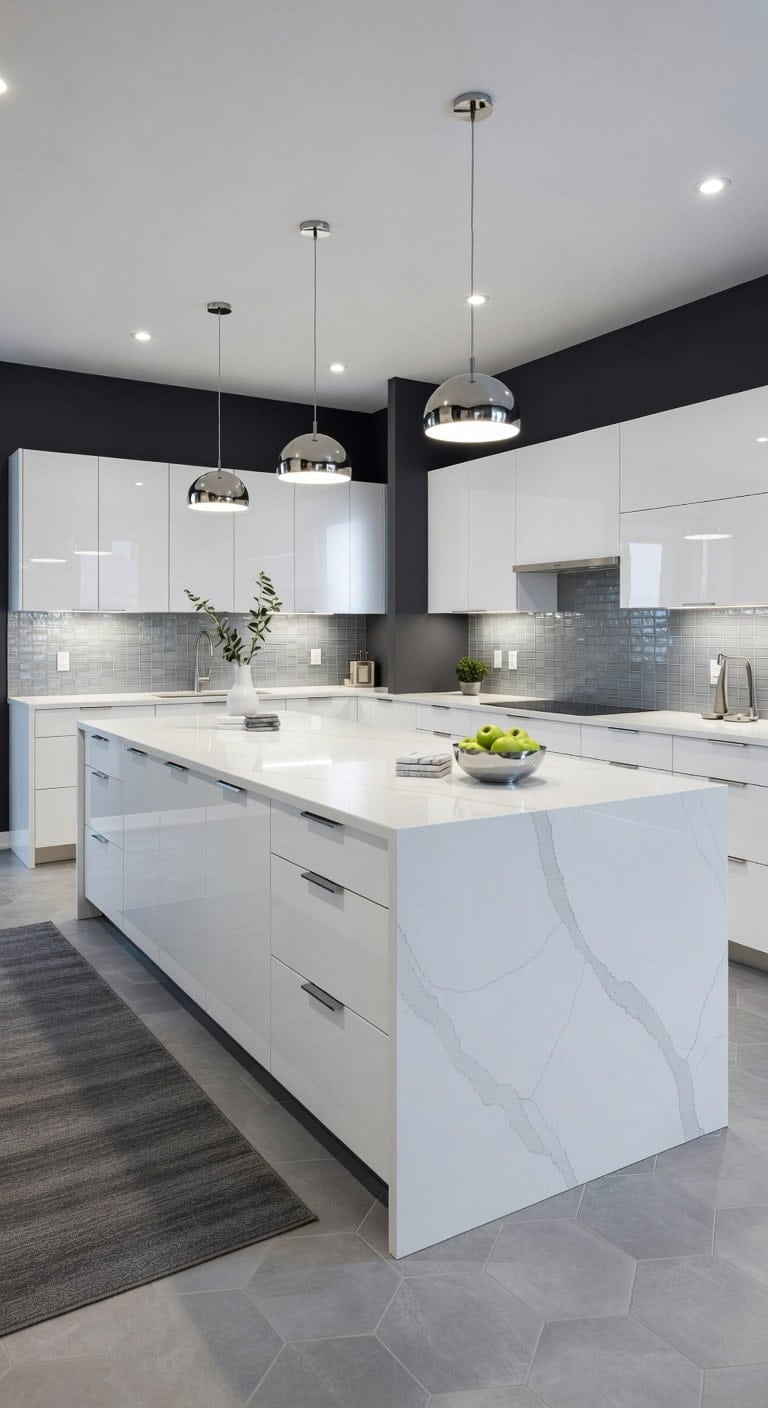 anchoring reflective acryllic kitchen islands