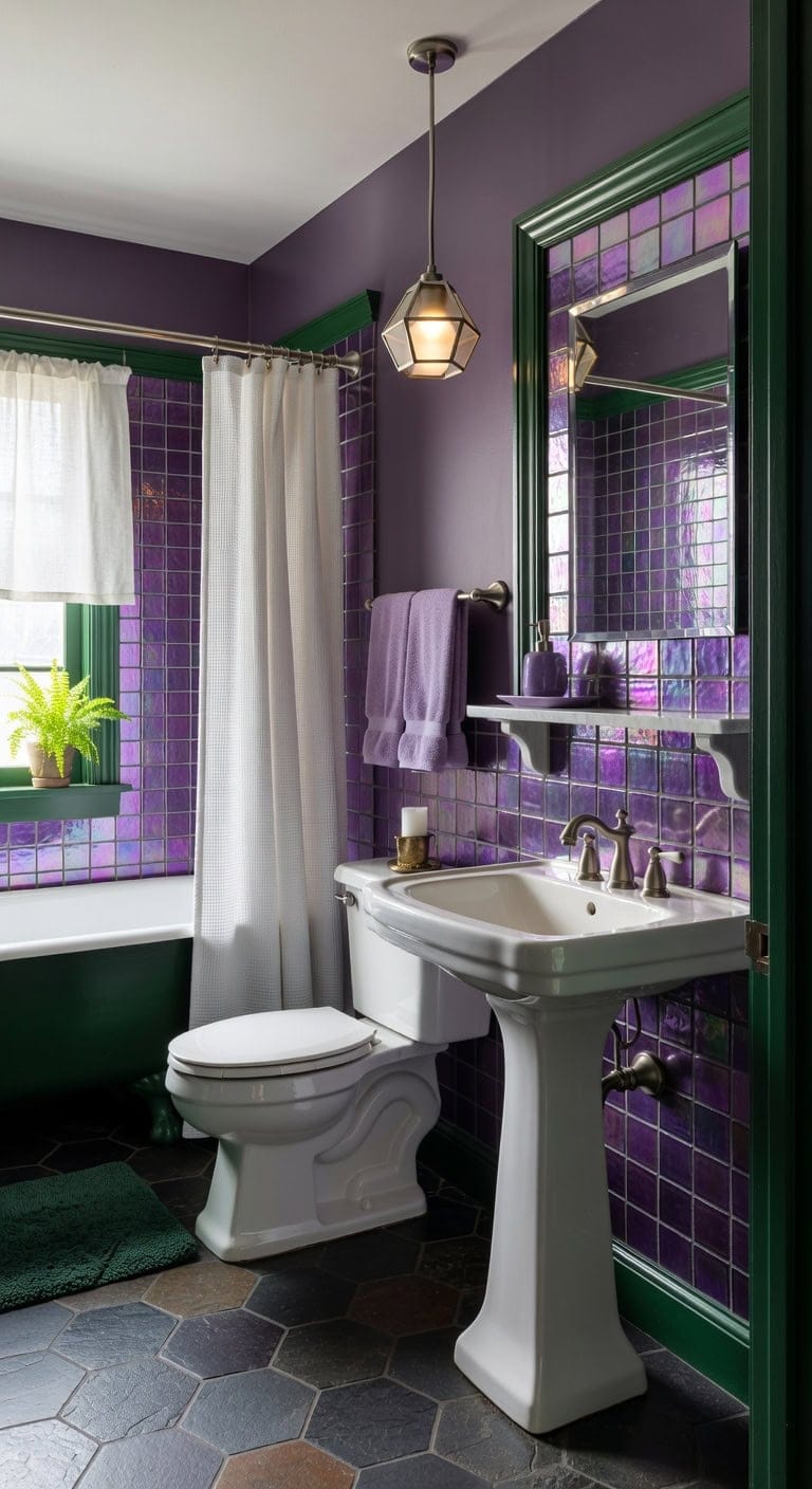 artistic violet mosaic with green trim