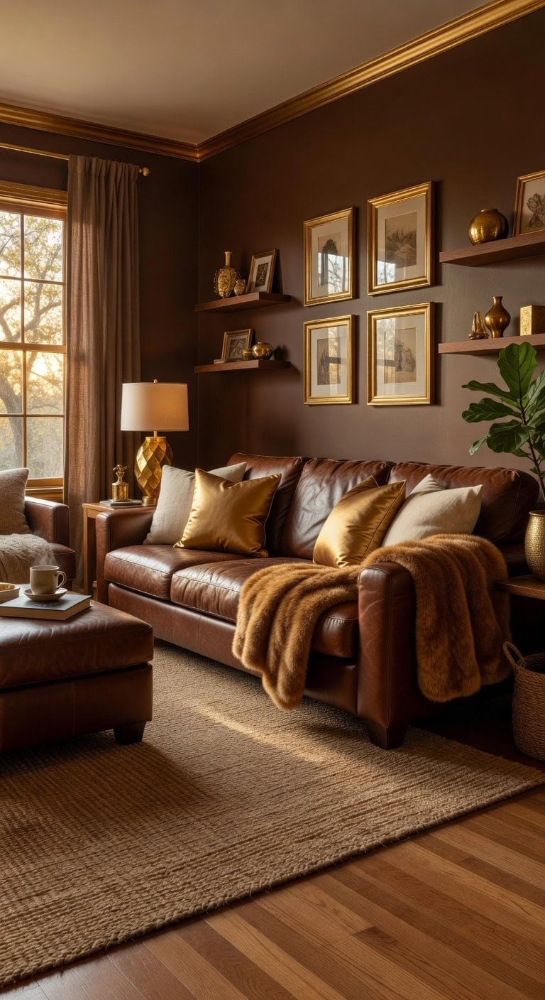 balanced brown and gold decor