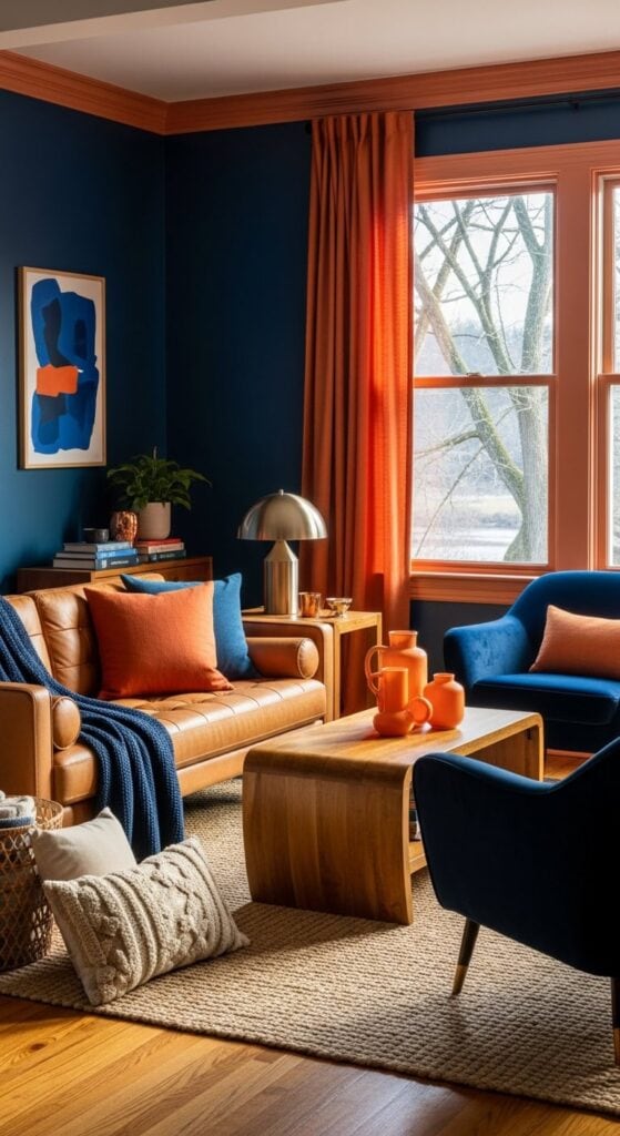 23 Blue And Orange Living Room Ideas That Make This Combo Pop