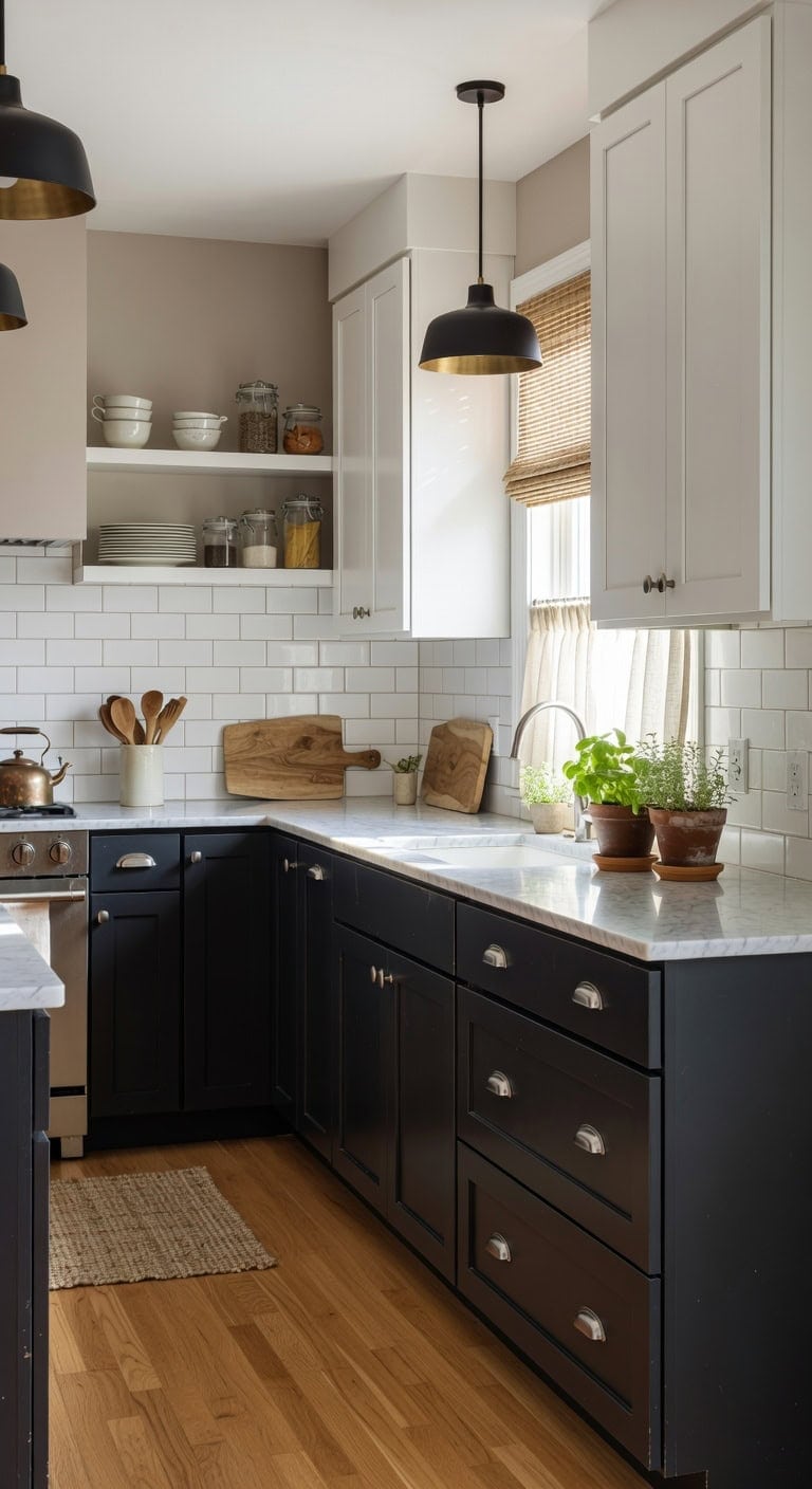 balanced kitchen cabinet color scheme