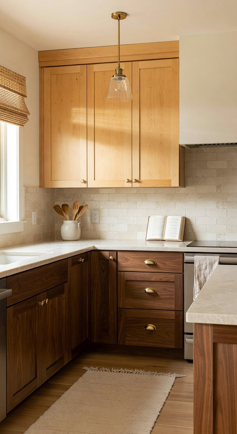 balanced two tone kitchen cabinetry design