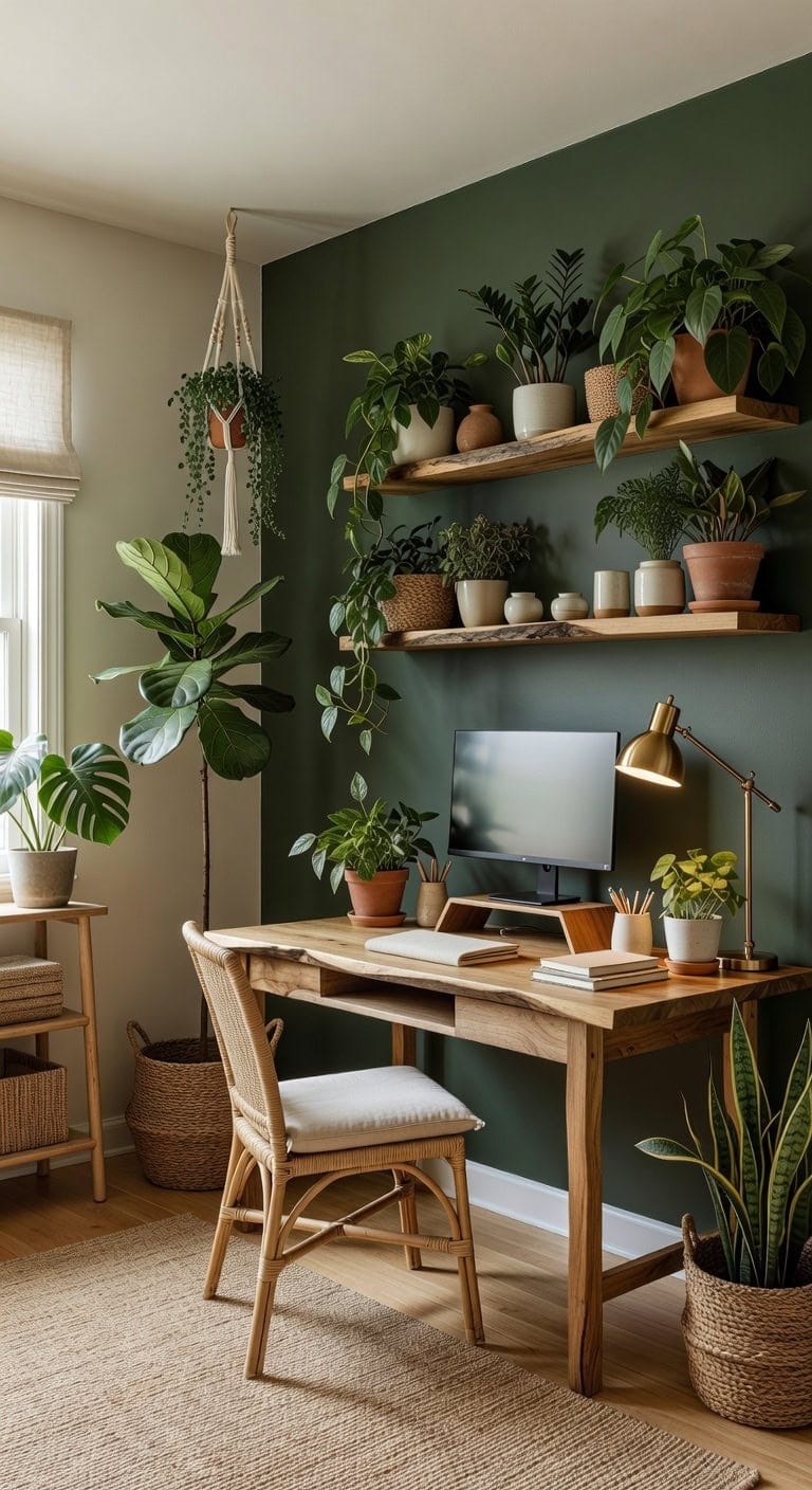 biophilic calming natural workspace