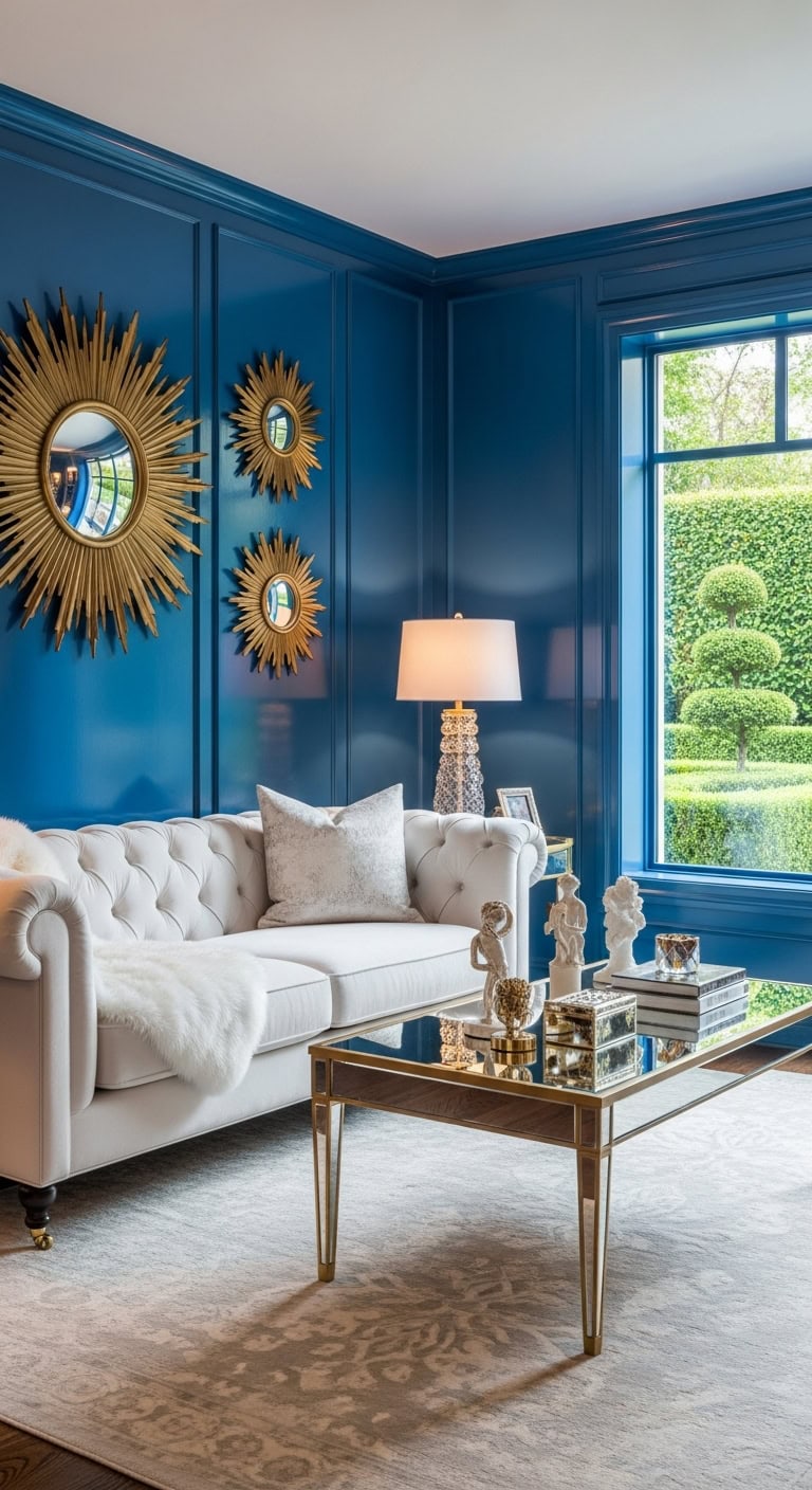 blue painted living walls