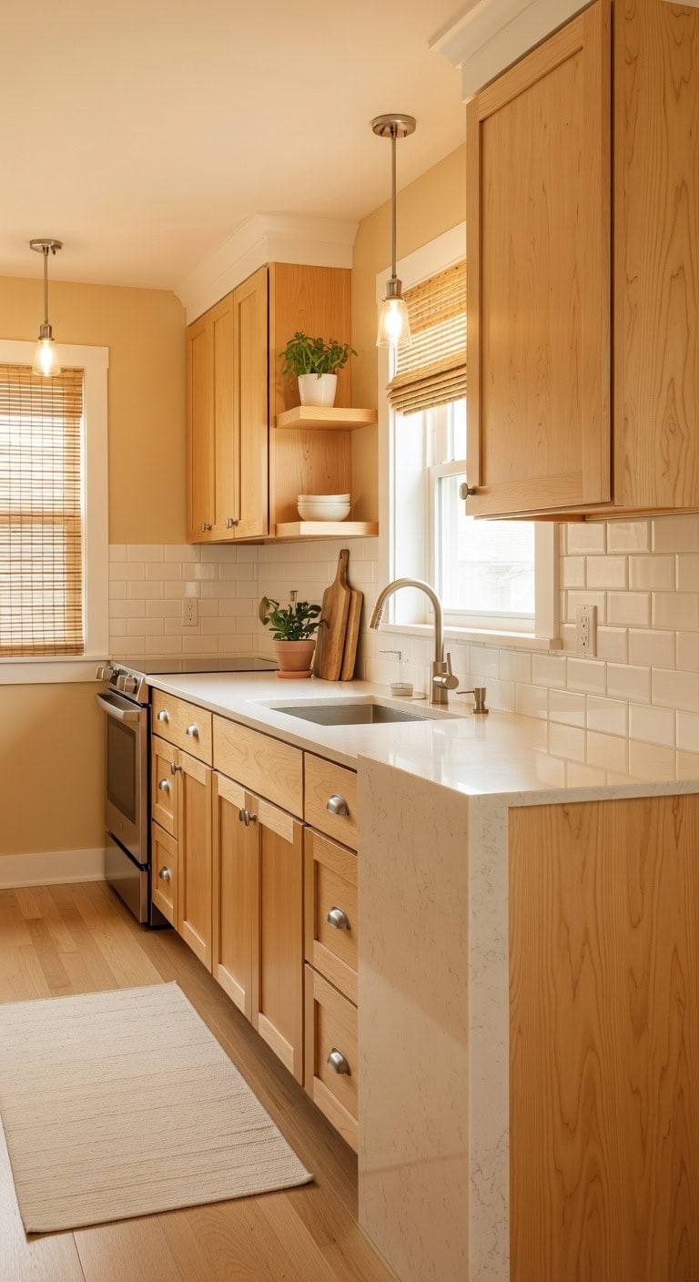 bright warm compact kitchen design