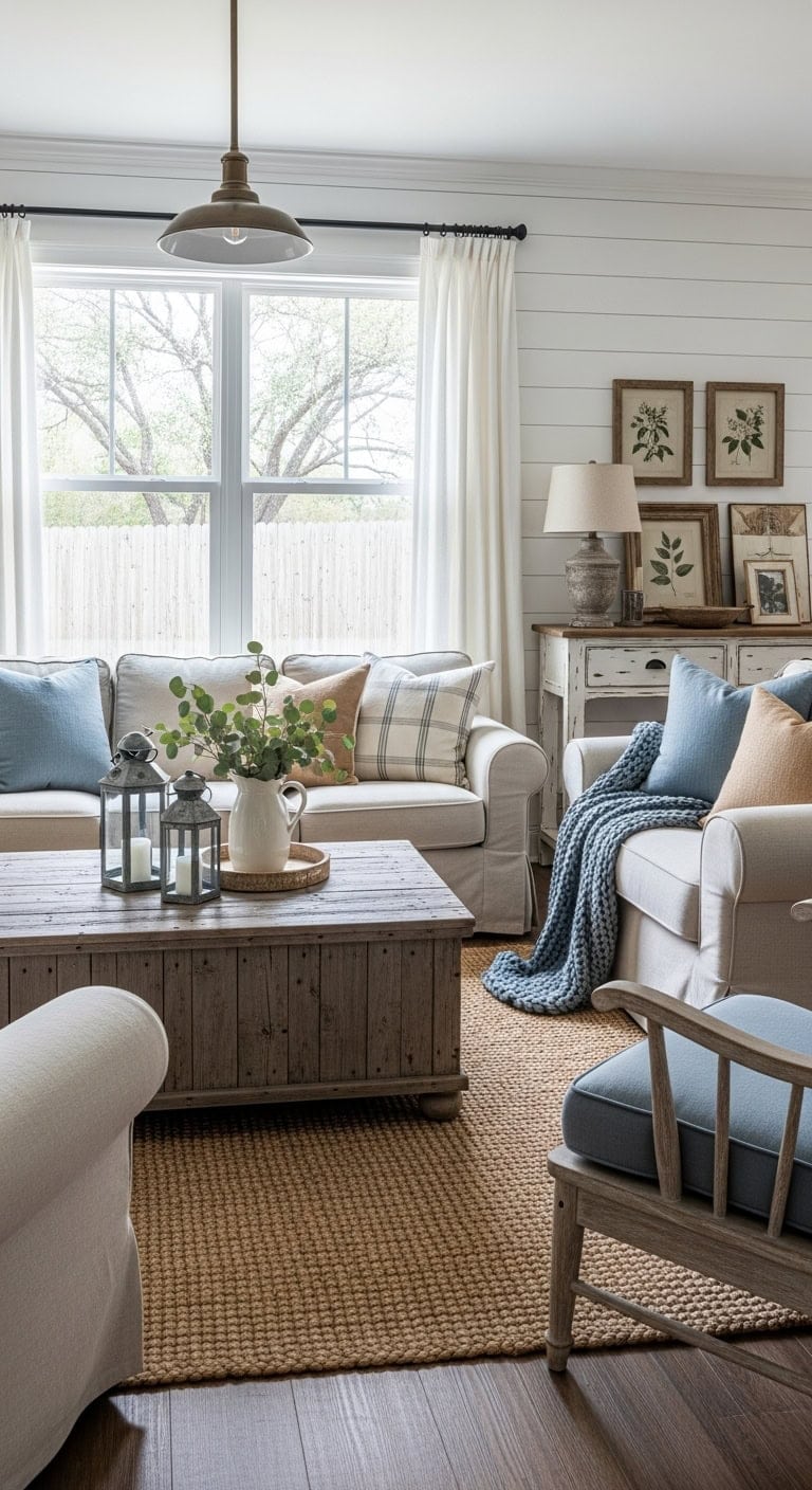 calming collected farmhouse living room