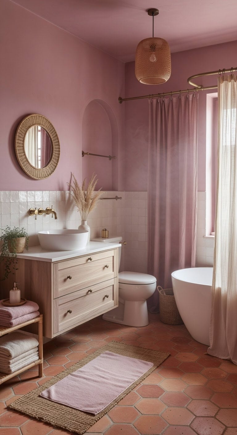calming collected feminine bohemian bathroom