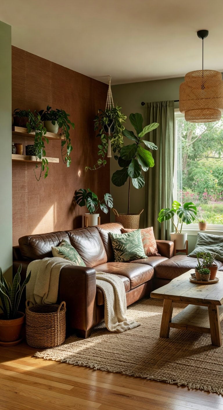 calming grounded nature inspired living room