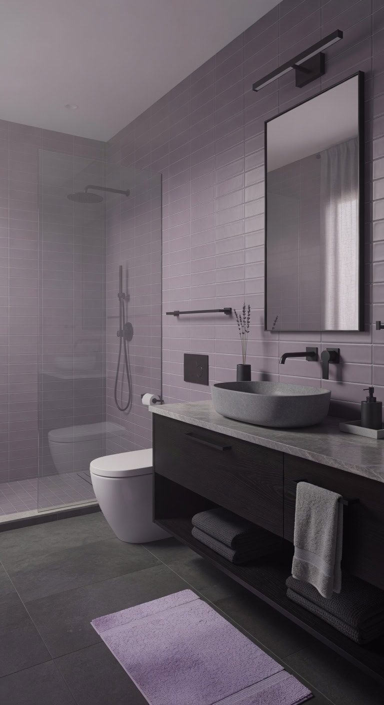 calming yet confident moody bathroom design