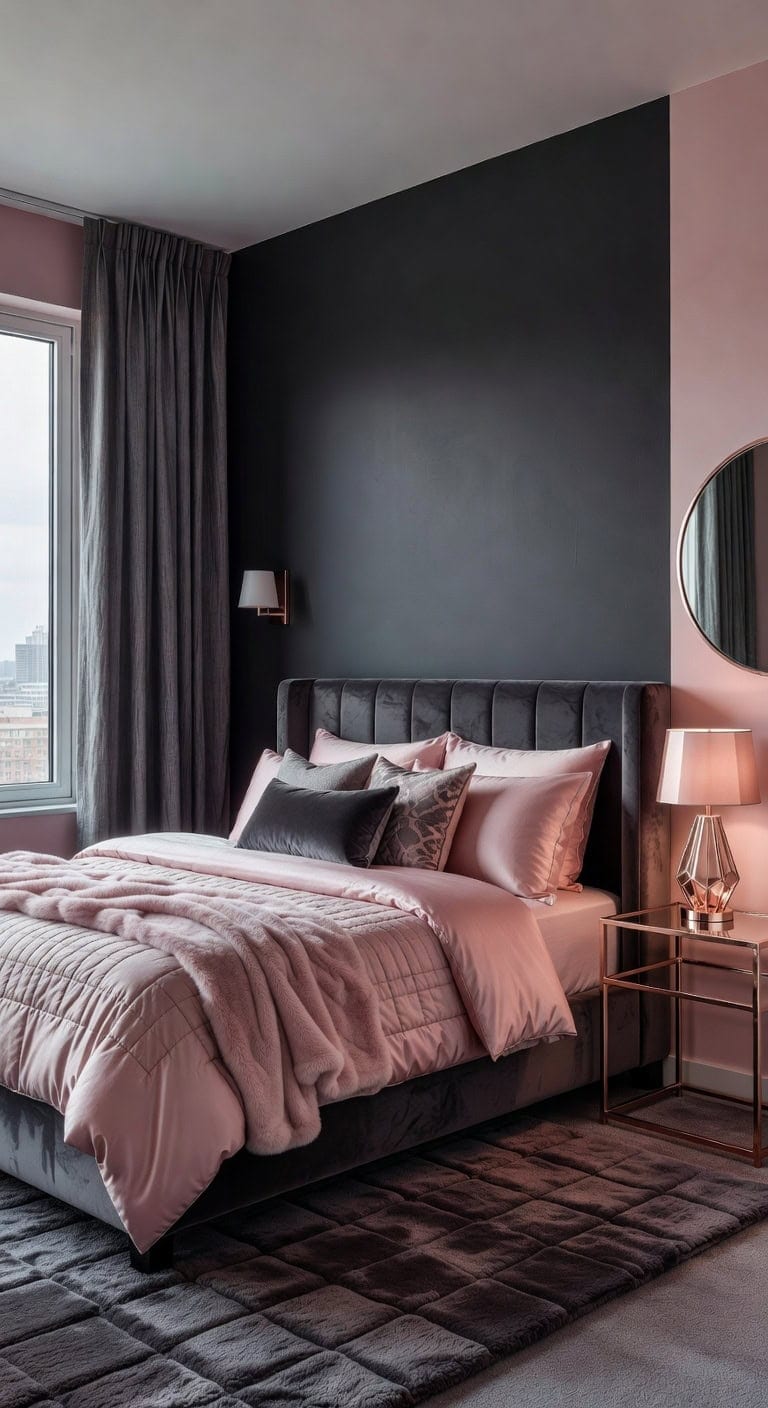 charcoal accent rose gold elegance
