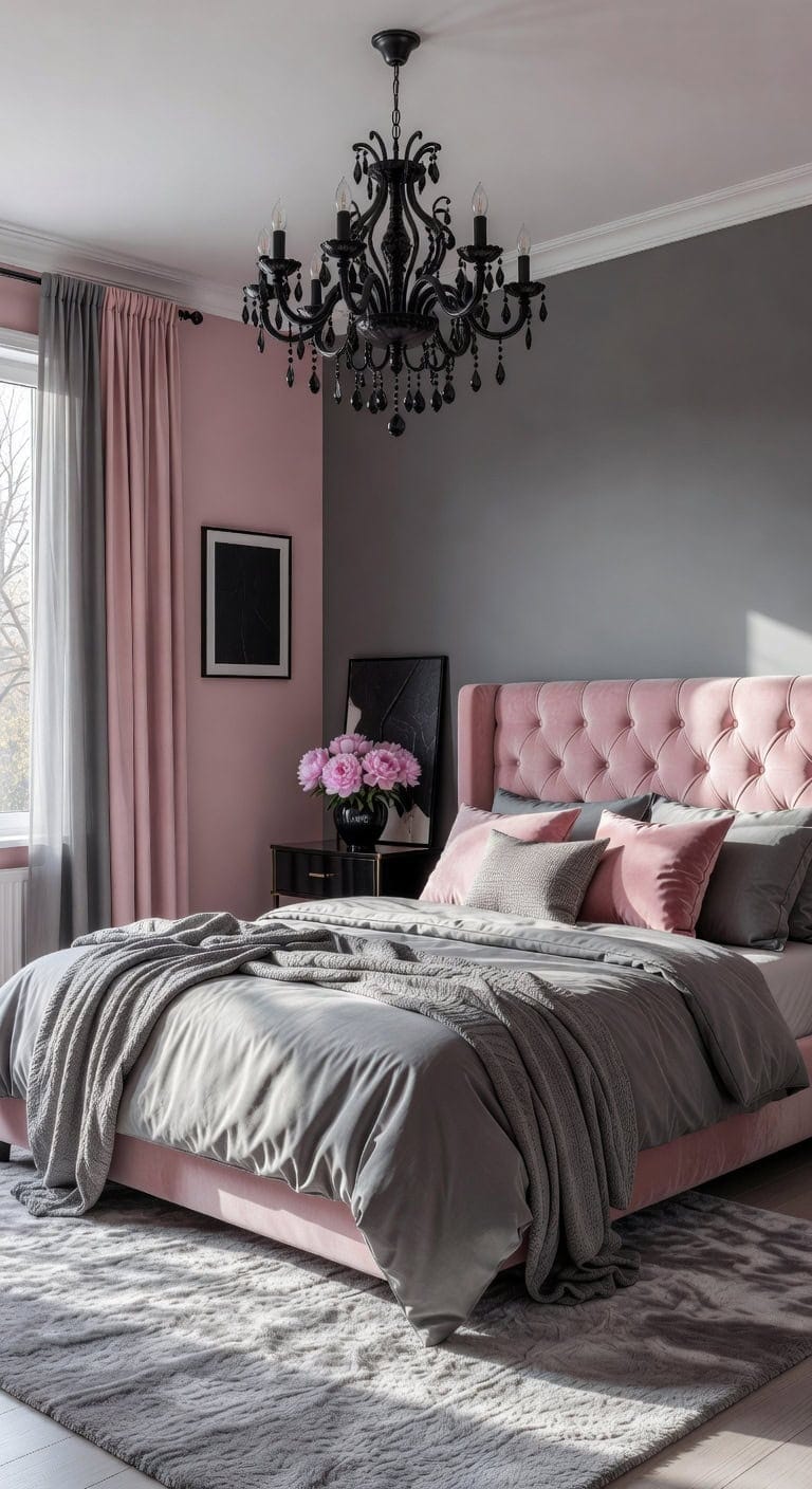chic dramatic and feminine bedroom