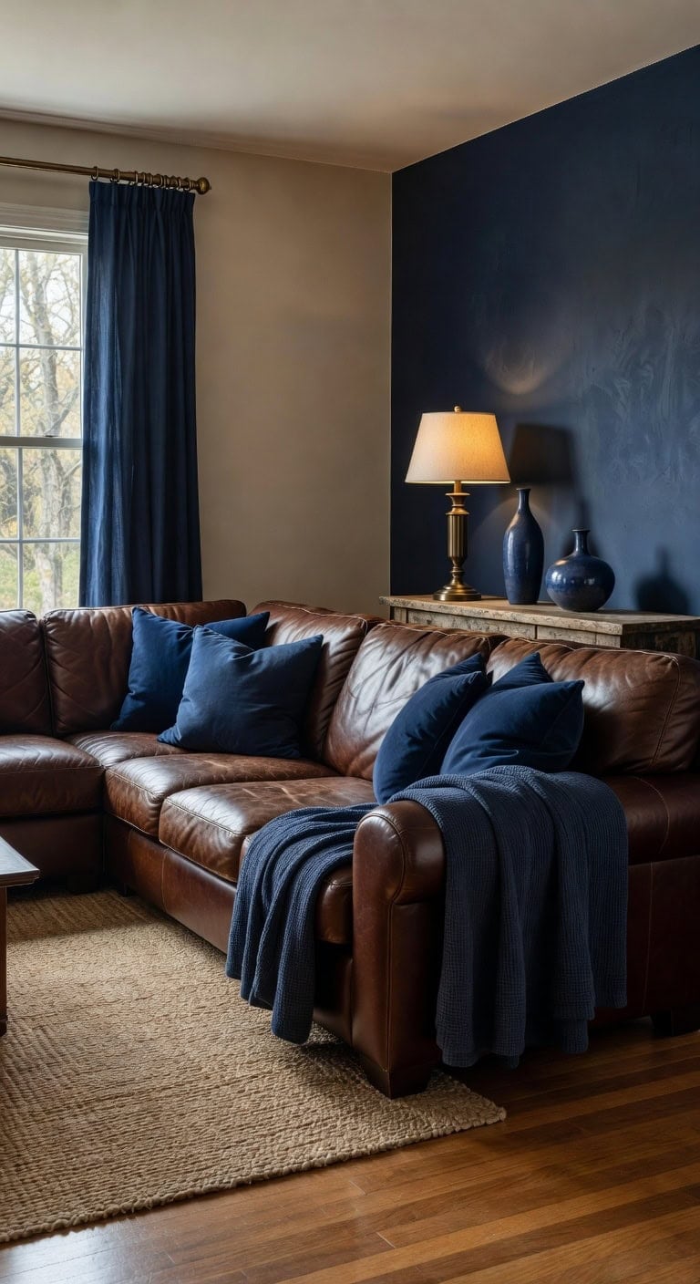 classic navy blue brown pairing