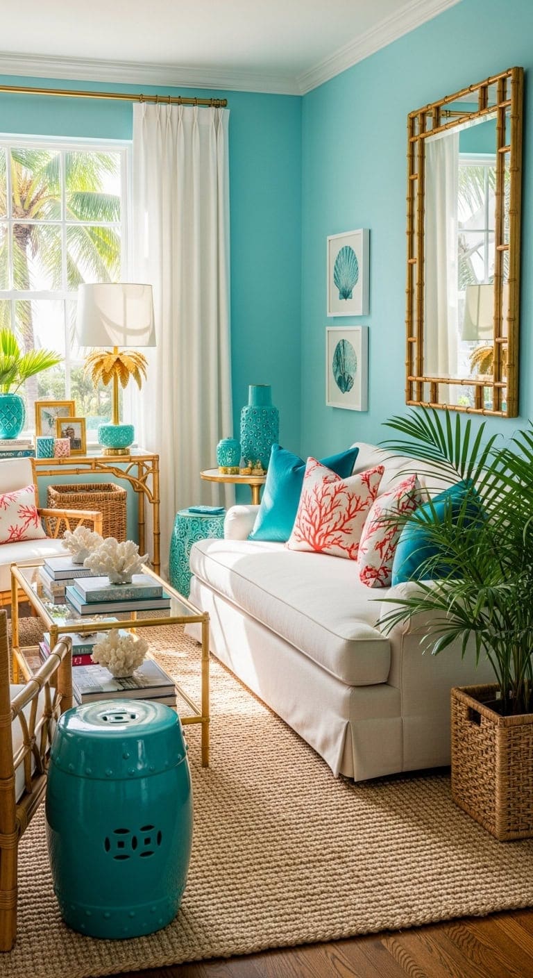 coastal chic turquoise bamboo elegance