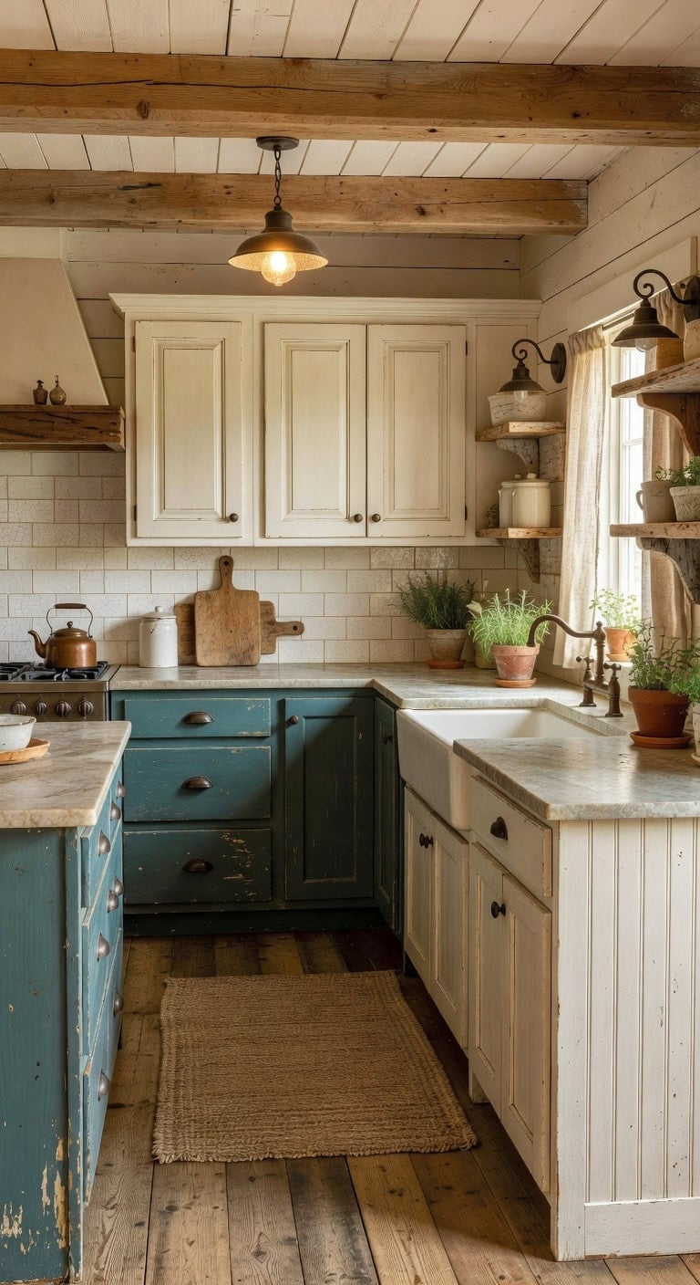 coastal meets country farmhouse kitchen charm