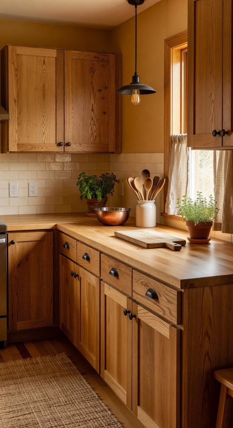 cohesive welcoming wood toned kitchen