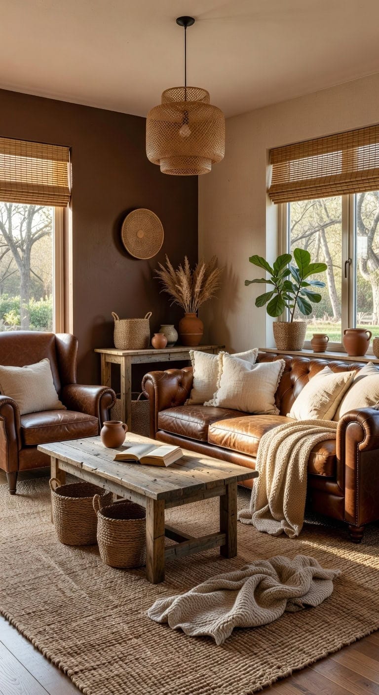 collected natural warmth meets polished leather