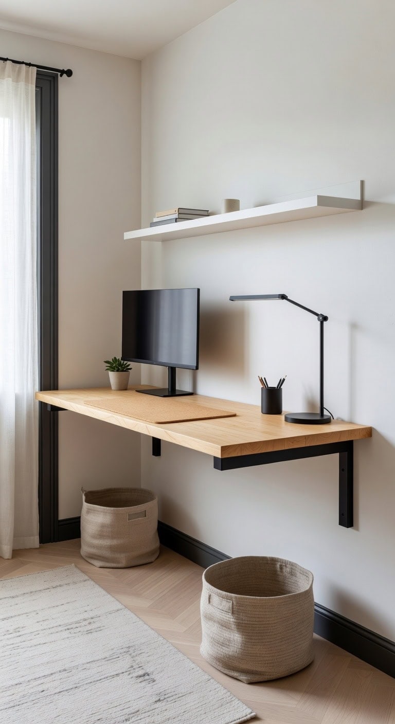 compact workspace with storage solution