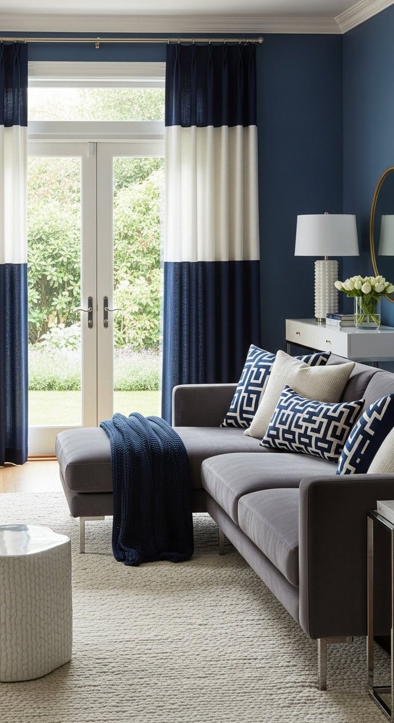 contemporary color blocked curtains