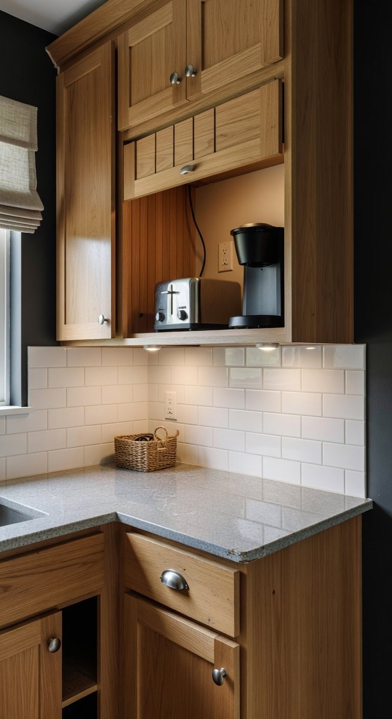 convenient concealed kitchen appliance storage