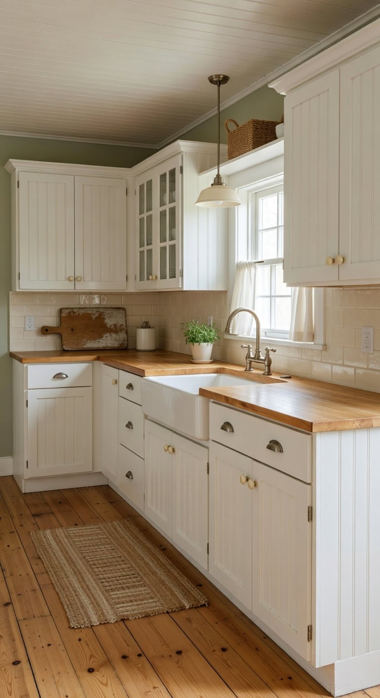 cottage charm with textured cabinetry