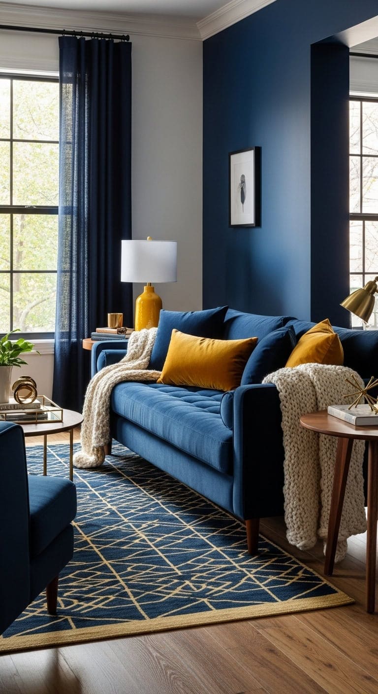 cozy bold living room pairing