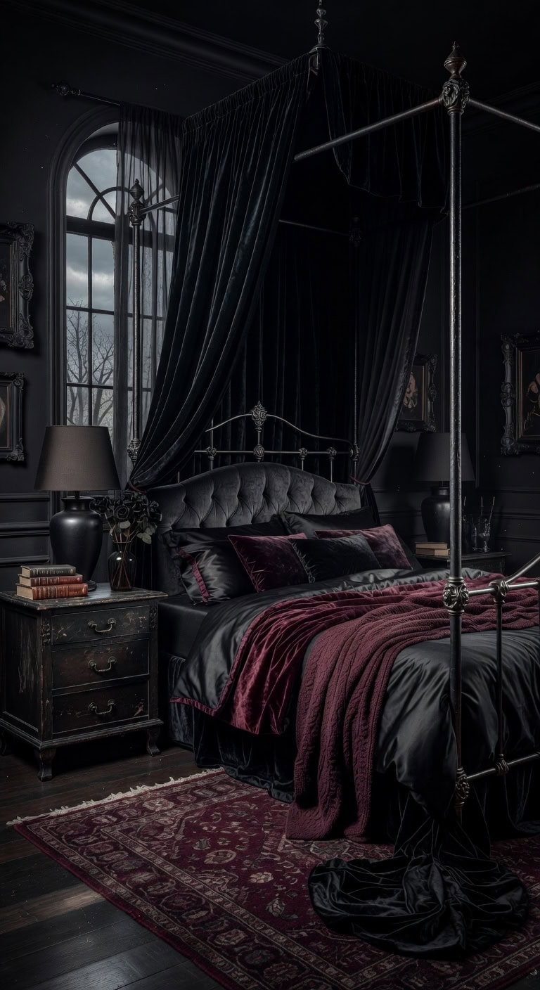 cozy dramatic rental friendly bedroom transformation