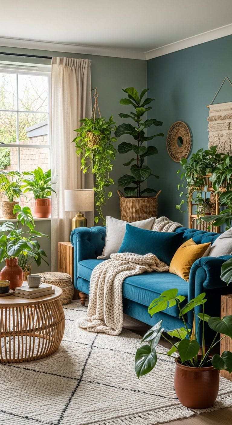 cozy indoor oasis with verdant accents
