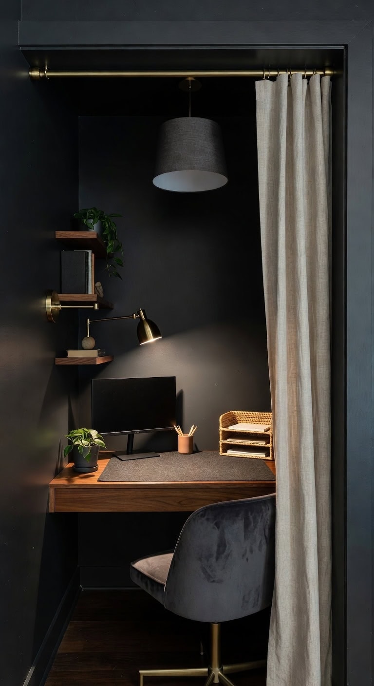 cozy intimate workspace in converted nook