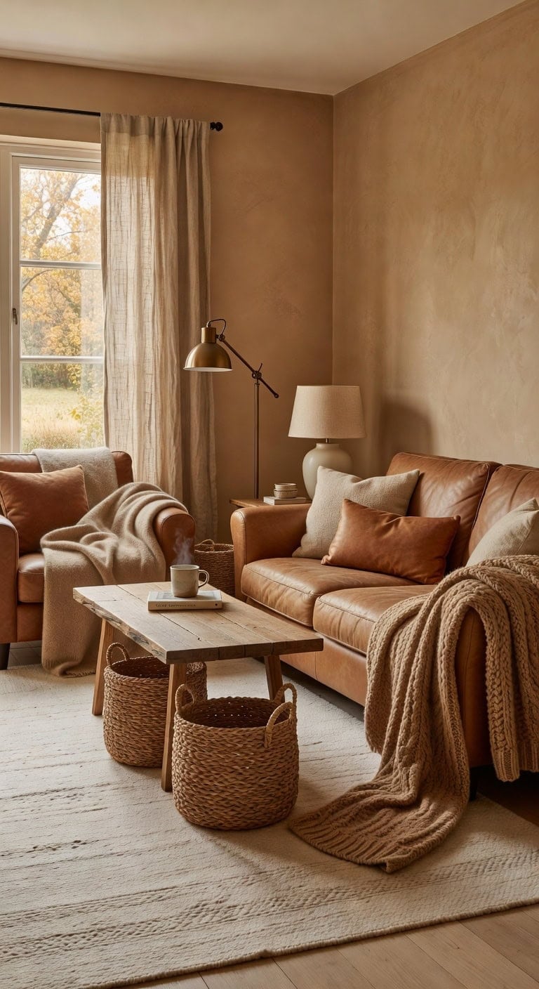 cozy textural layered living room