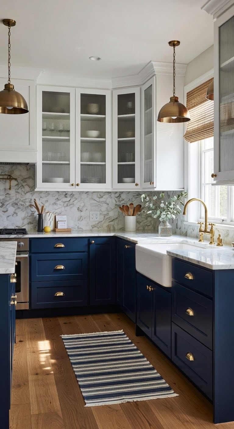 curated two tone kitchen design elements