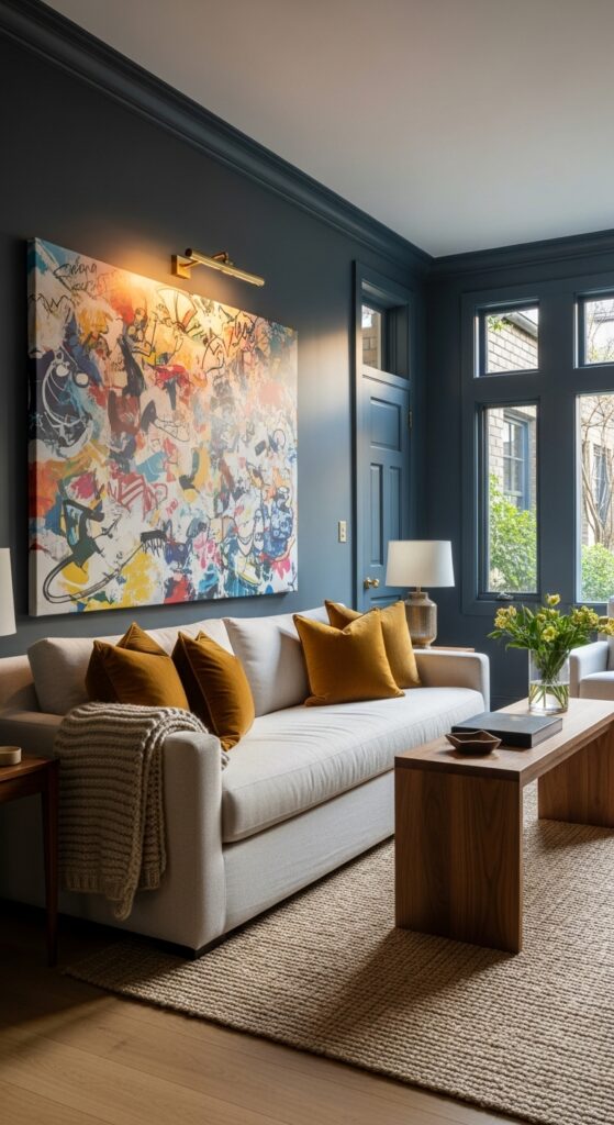 23 Hague Blue Living Room Ideas That Prove Dark Walls Work