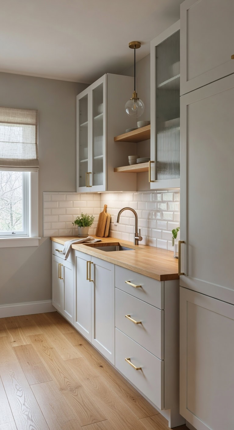 depth enhancing fluted glass in kitchens