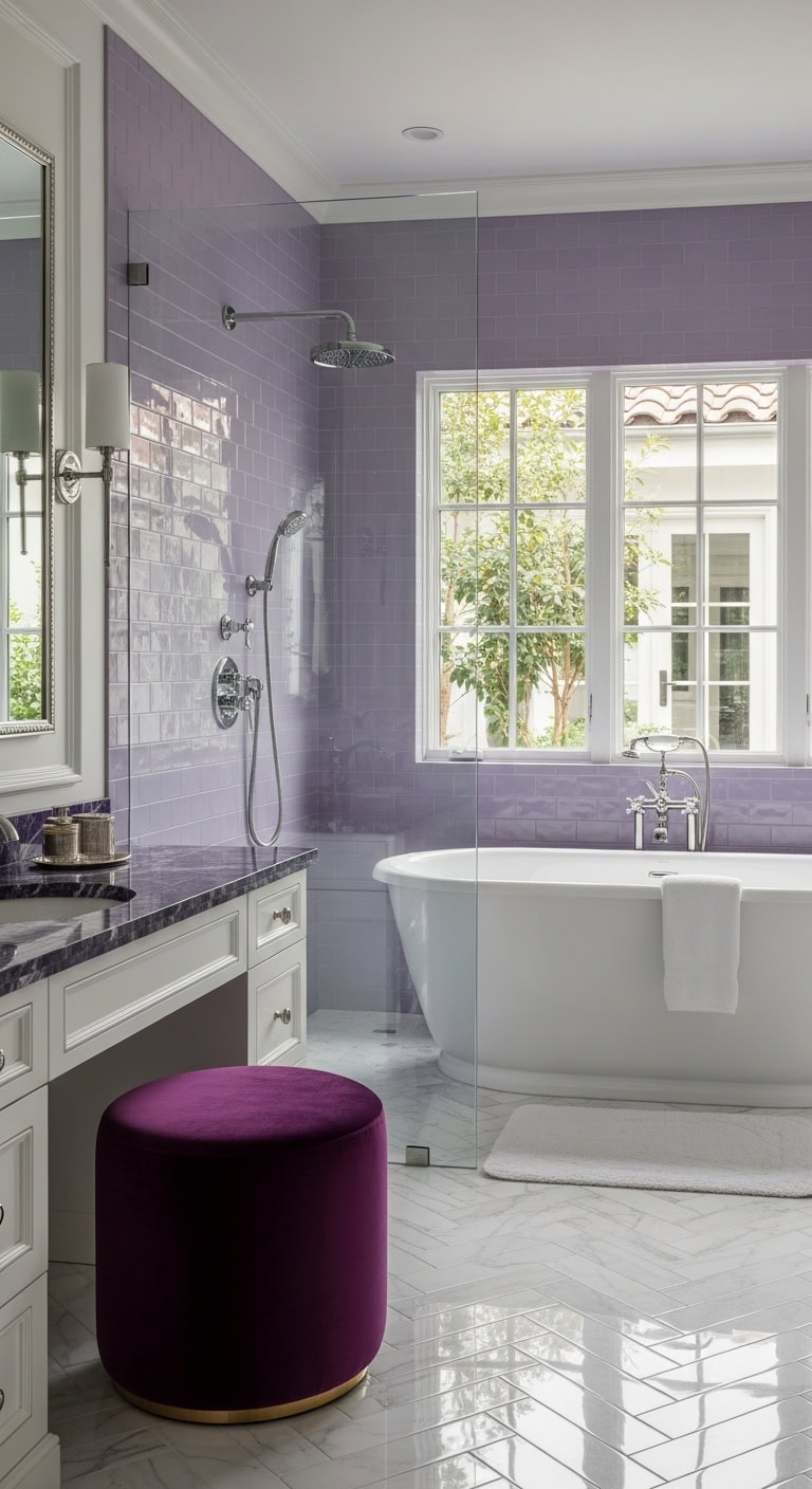 diverse purple bathroom design inspirations