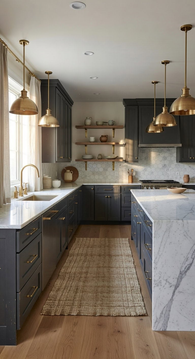 dramatic and warm kitchen design