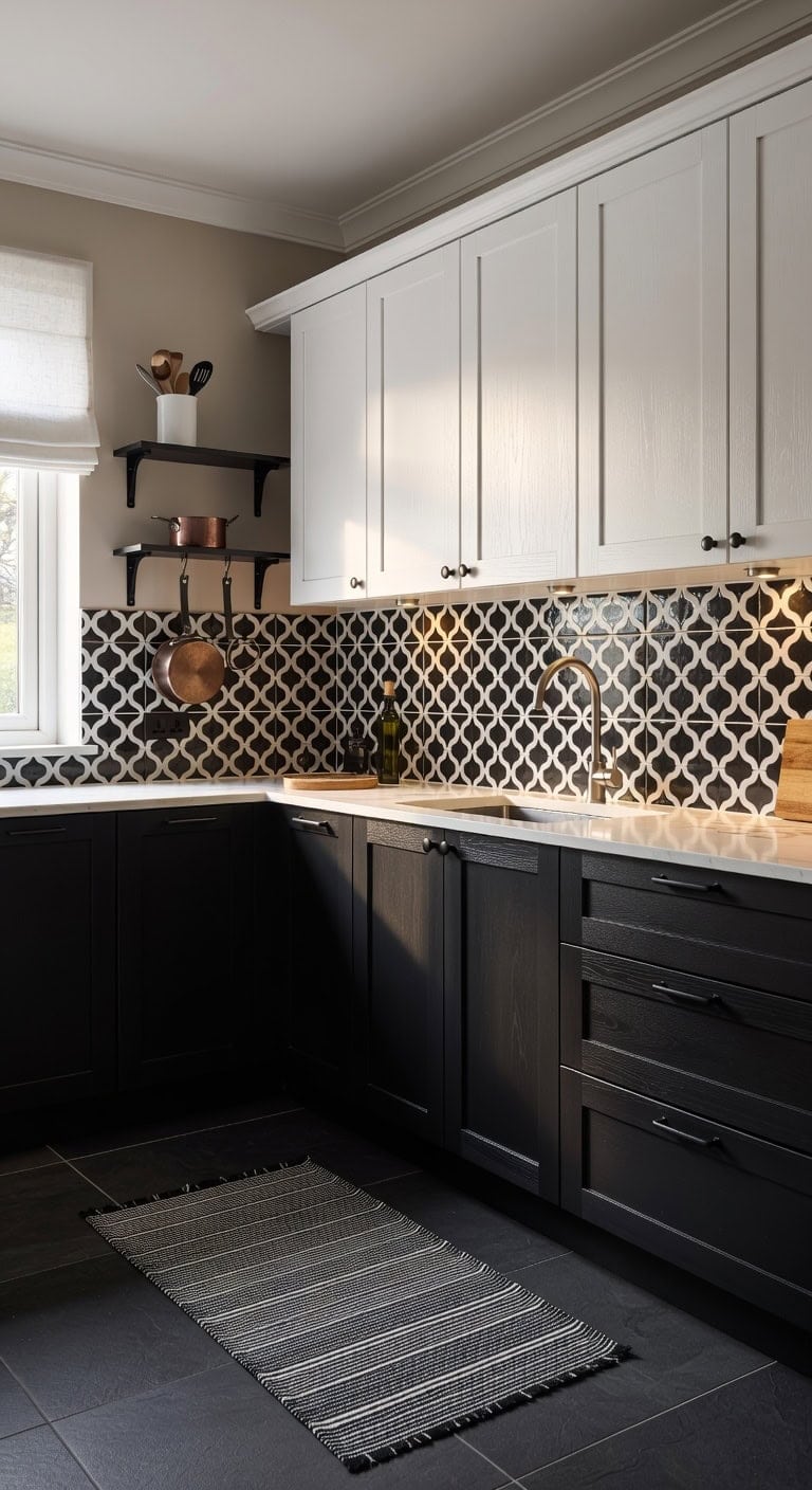 dramatic backsplash transforms cabinetry statement