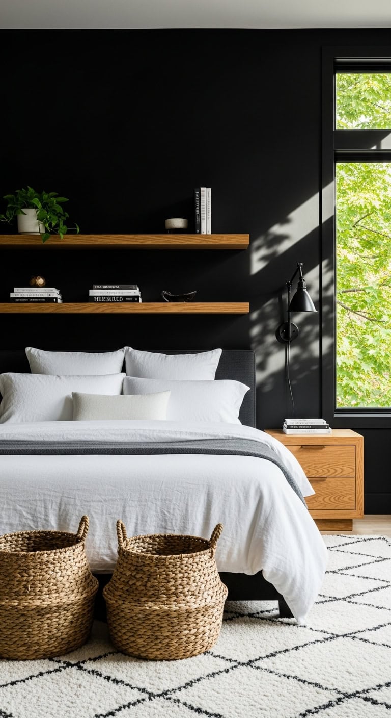 dramatic bedroom wall focal points