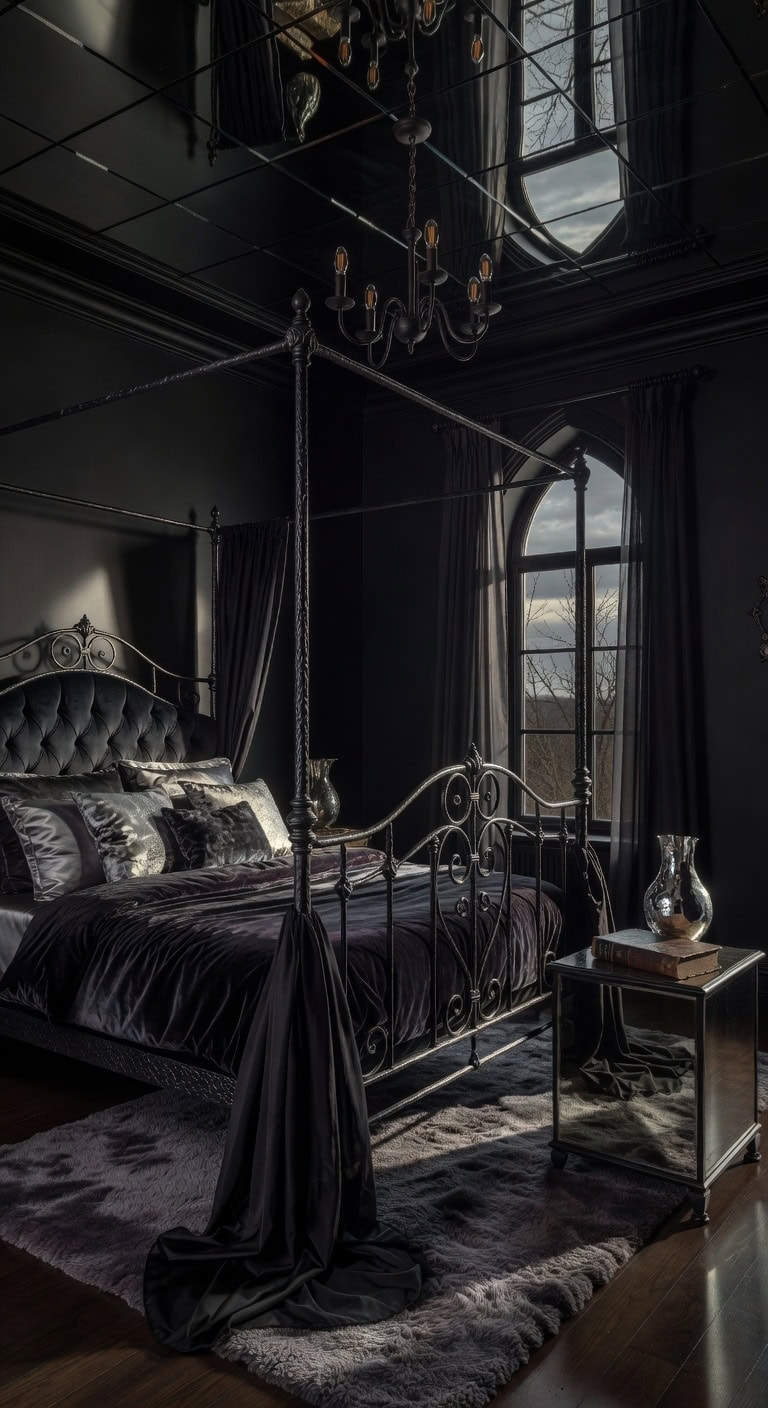 dramatic luxurious sophisticated mirrored canopy