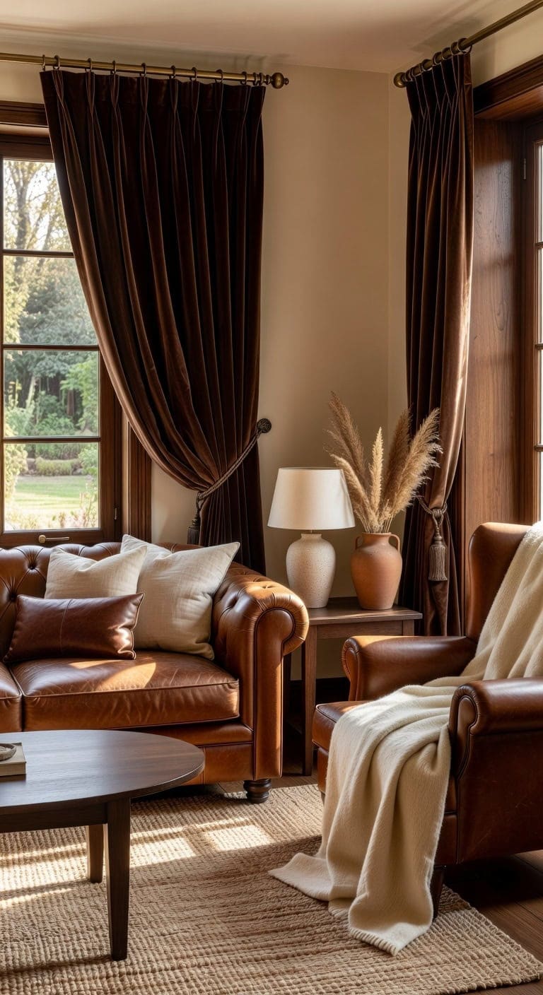 dramatic luxurious statement brown curtains