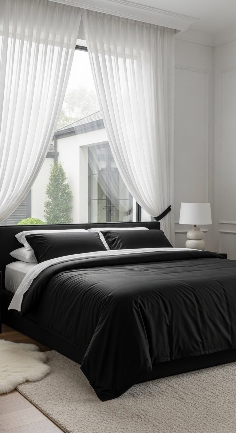 dramatic monochrome bedroom decor ideas