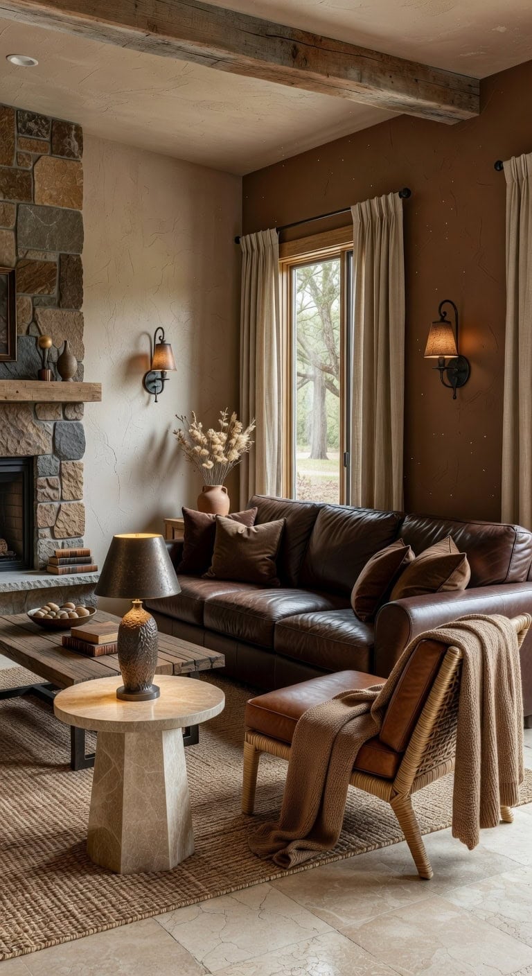earthy elegance through natural stone accents