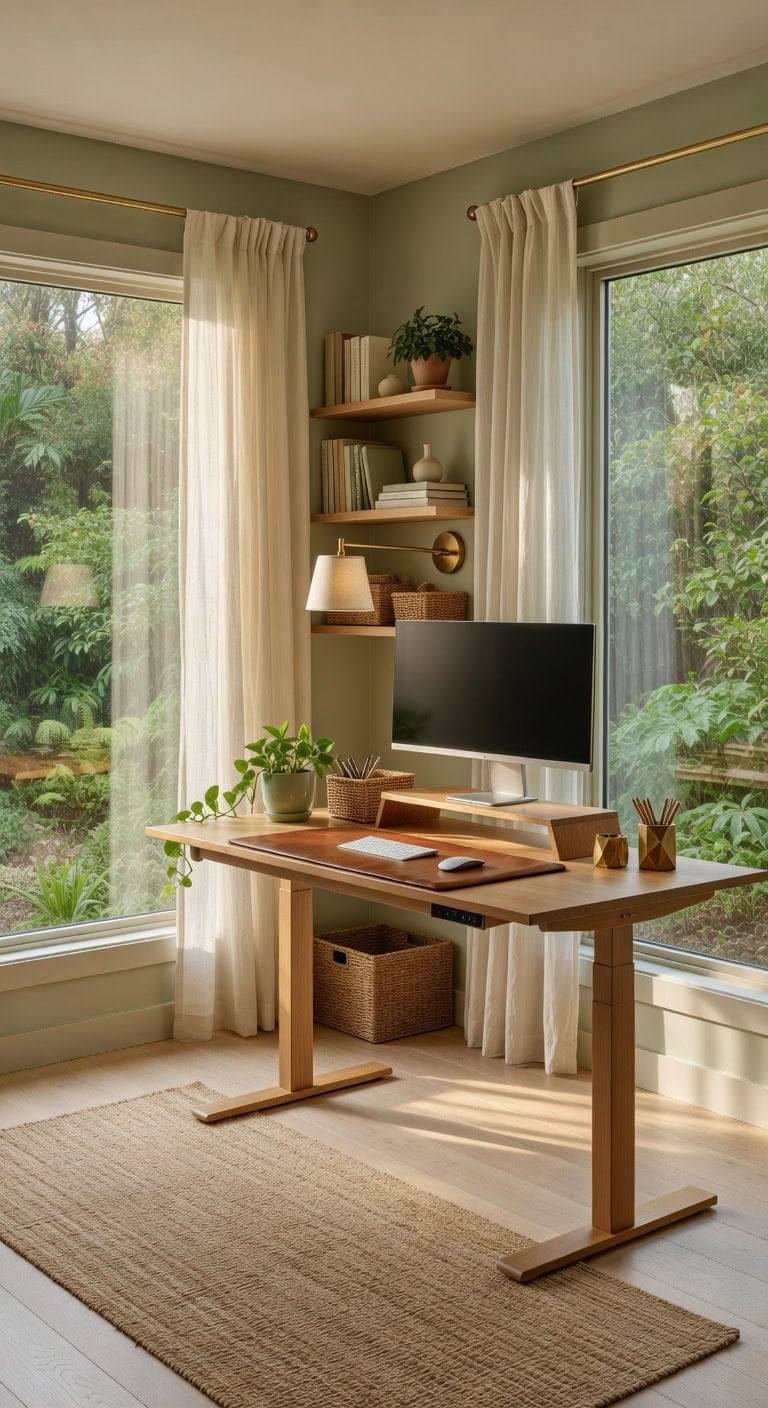 earthy grounded natural light workspace