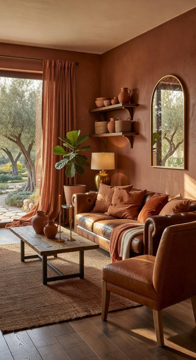 earthy terracotta harmonizes brown and gold