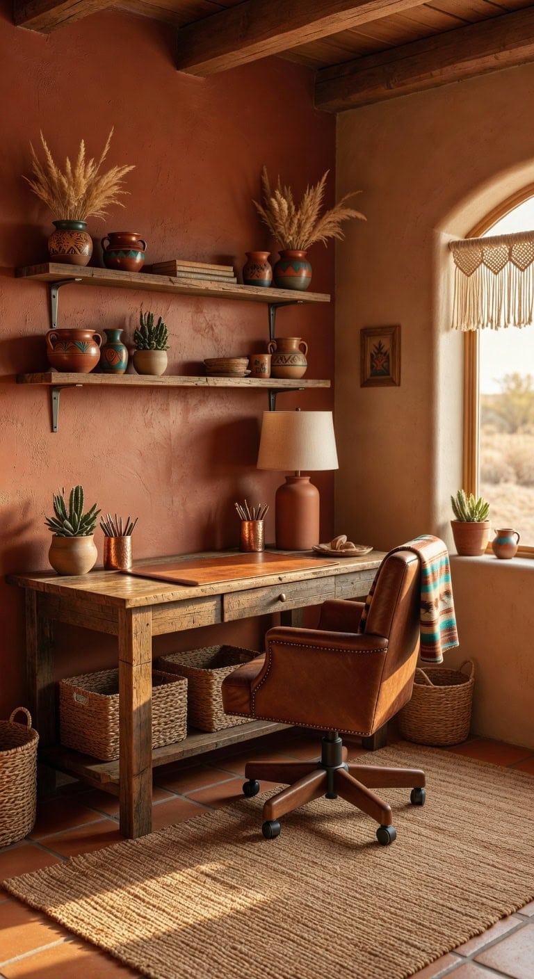 earthy warm textured southwestern workspace