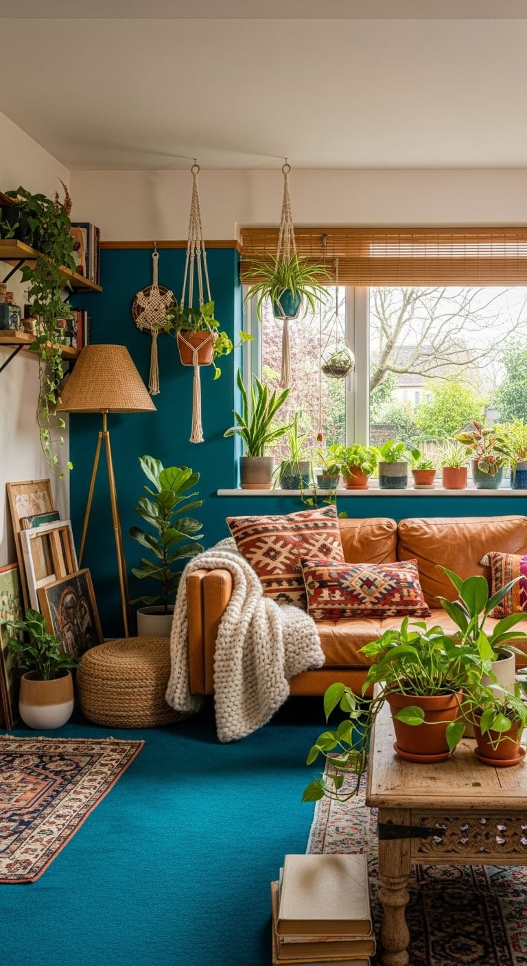 eclectic bohemian teal blue sanctuary