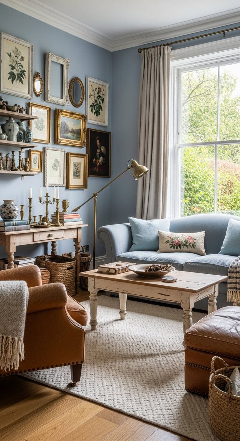 eclectic layered vintage inspired living room