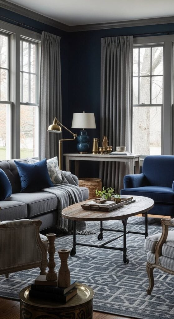 23 Navy Blue and Grey Living Room Ideas That Master the Cool Palette