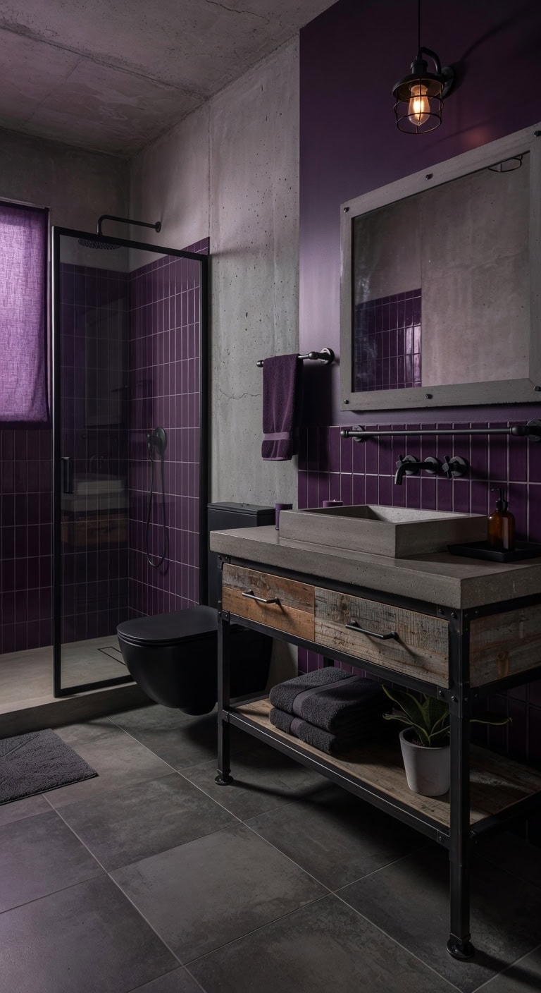 edgy warm industrial bathroom aesthetic