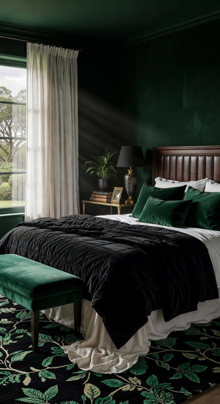 elegant black and emerald retreat