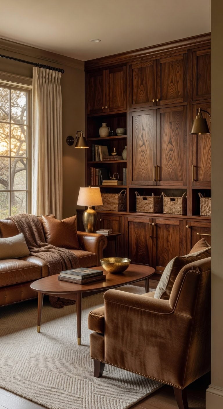 elegant chestnut and gold storage